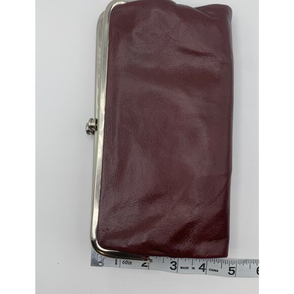 HOBO INTERNATIONAL LAUREN Leather Clutch Double Frame Wallet Merlot NWT - Picture 8 of 8